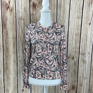 Ann Taylor Pink Cardigan w/Diamond Motif Medium